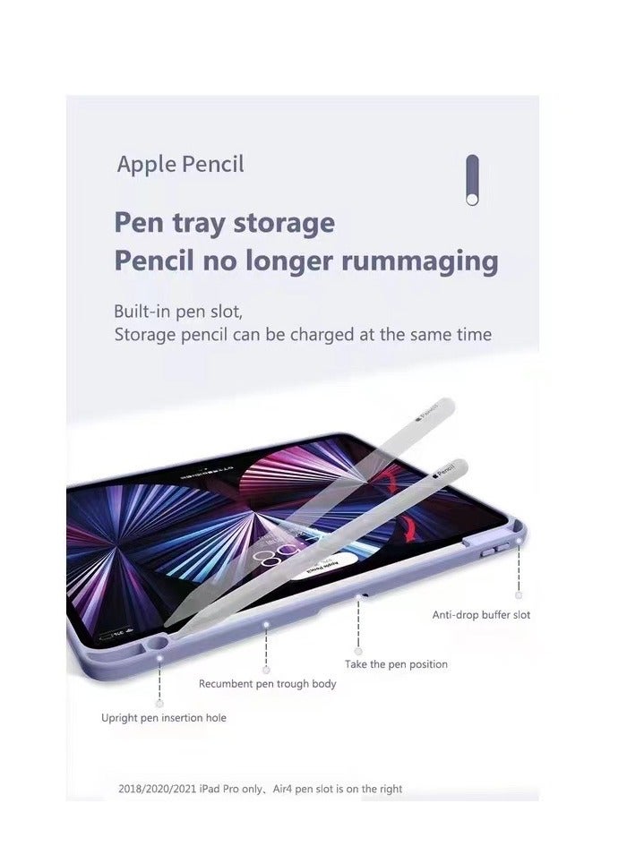 حافظة لجهاز iPad Pro مقاس 11 بوصة M4 (2024) (رقم الموديل: A2836/A2837/A3006) مع حامل قلم، غطاء خلفي شفاف شفاف رفيع مقاوم للصدمات، إيقاظ/سكون تلقائي - Image 2